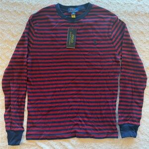Polo by Ralph Lauren Red & Navy Striped Long Sleeve Shirt